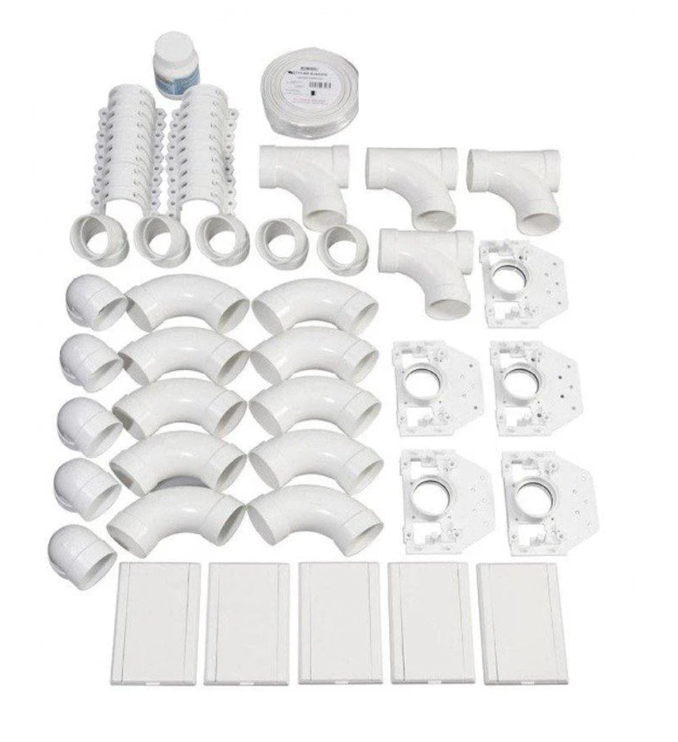 Ducted Vacuum System Installation Kit for 375 M² home | 5-inlet (pipes not included)